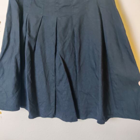 Vintage Cache Pleated Linen Blend Black Full Mini Skirt Small Minimalist 90s Y2K - Picture 4 of 11